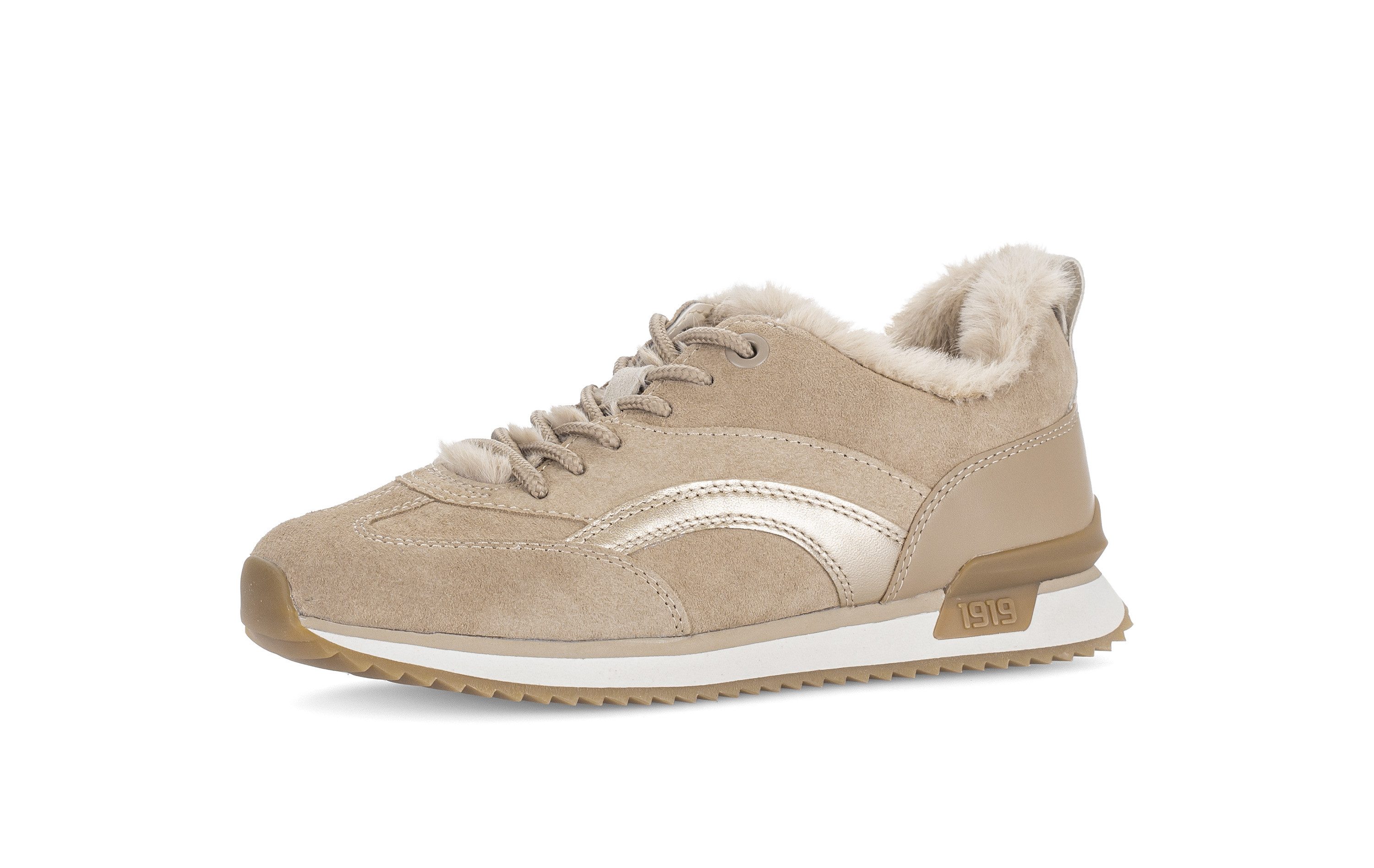 Gabor Sneaker Keilabsatz, Schnürschuh mit Fellimitat am Schaftrand, G-Weite