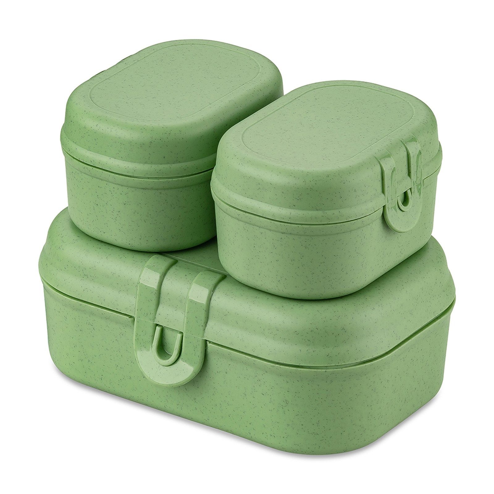 KOZIOL Lunchbox Lunchboxen 3er-Set PASCAL READY MINI, Kunststoff, (Set, 3-tlg), Brotdosen Kunststoff Grün