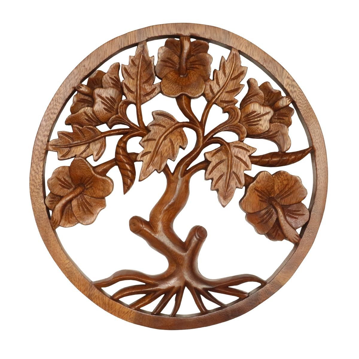 Oriental Galerie Holzbild Mandala Lebensbaum Wandbild Holz 30 cm, Lebensbaum (1 St), Dekoration zum aufhängen, Schnitzerei, Tree of life