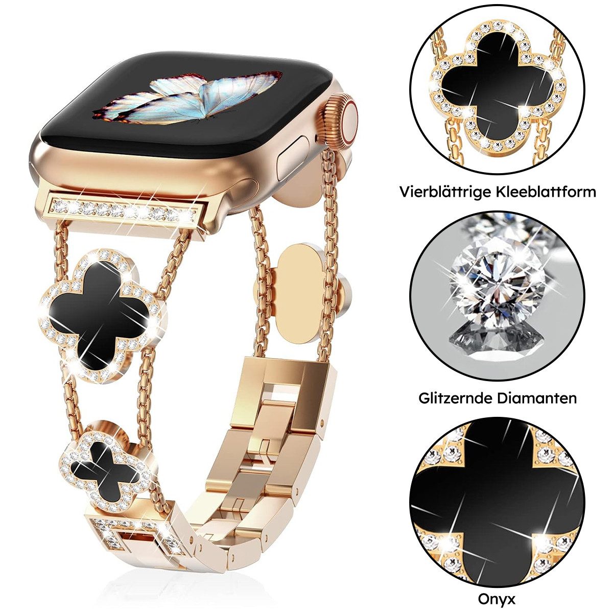 MOPUEA Smartwatch-Armband Smartwatch Armband Edelstahl Armband Kompatibe für Apple Watch, Breite Kompatibilität, verstellbares Kettendesign – Bild 5 von 5