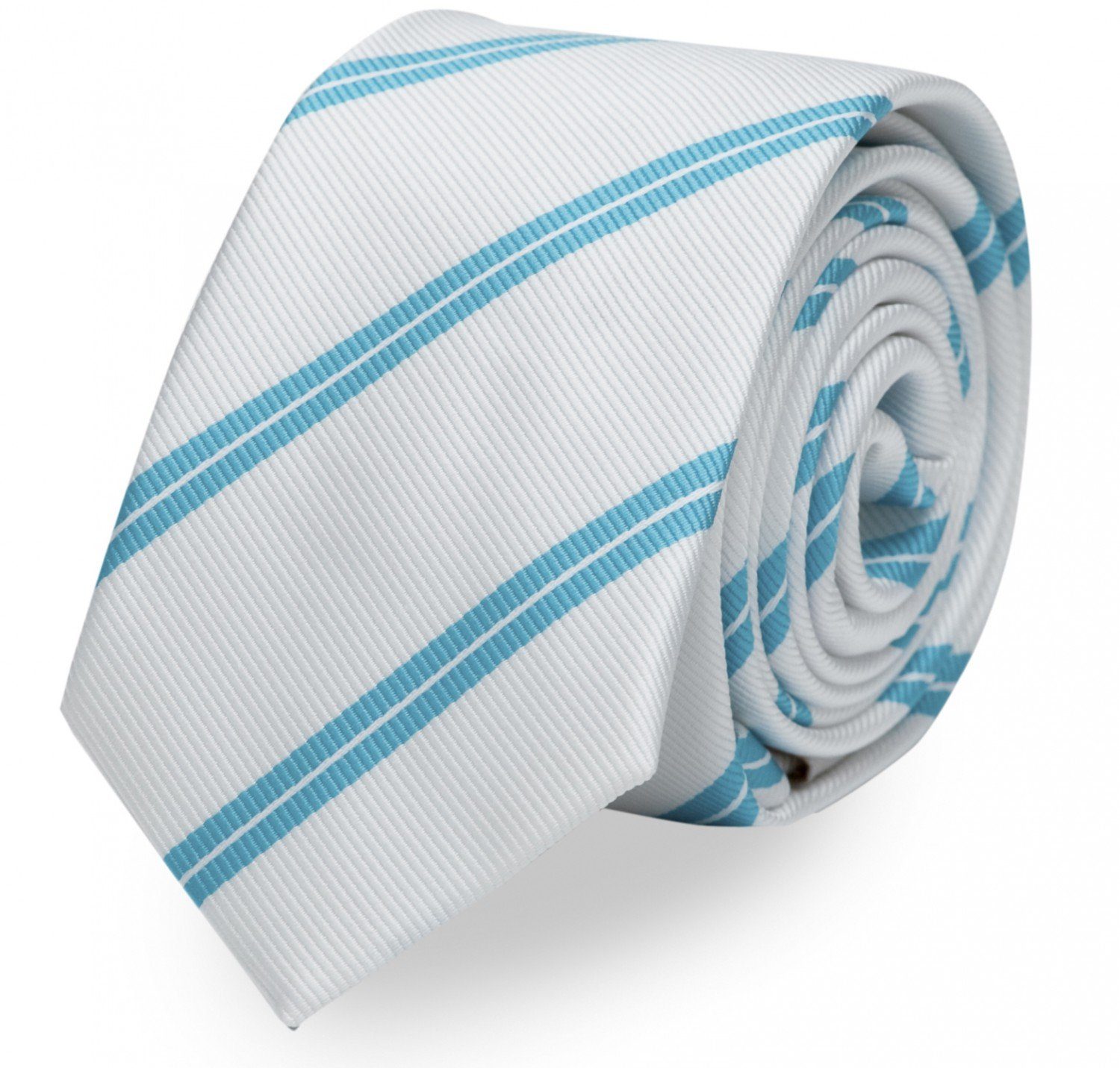 Fabio Farini Streifen in Krawatte 8cm Gestreift) Krawatte Tie Breit Herren mit (ohne Box, Weiß/Türkis oder Breite - 6cm (8cm), gestreifte
