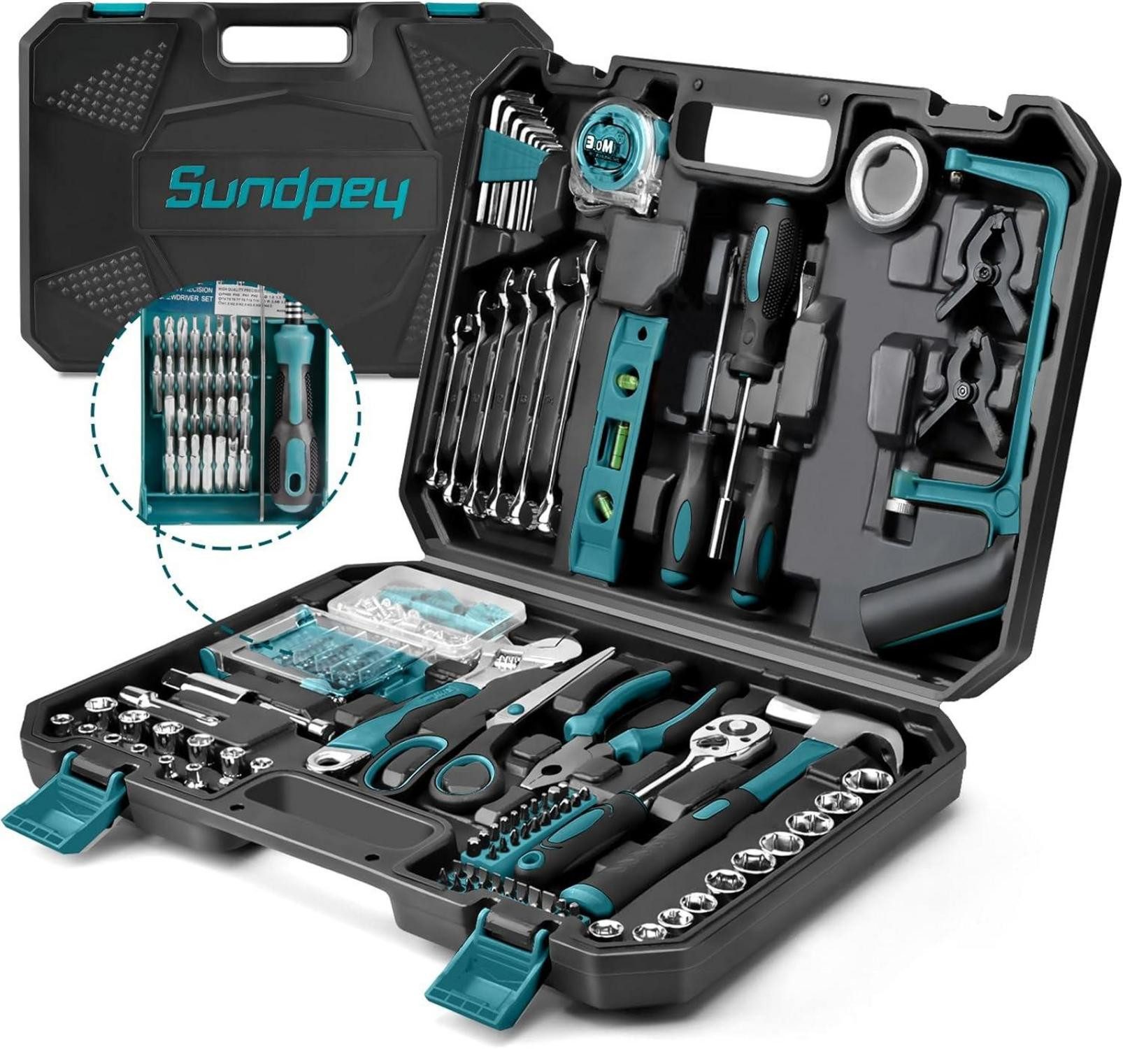 Multitool 257-teiliges Tragbares DIY Werkzeug-Set Blau - Allzweck-Werkzeuge für