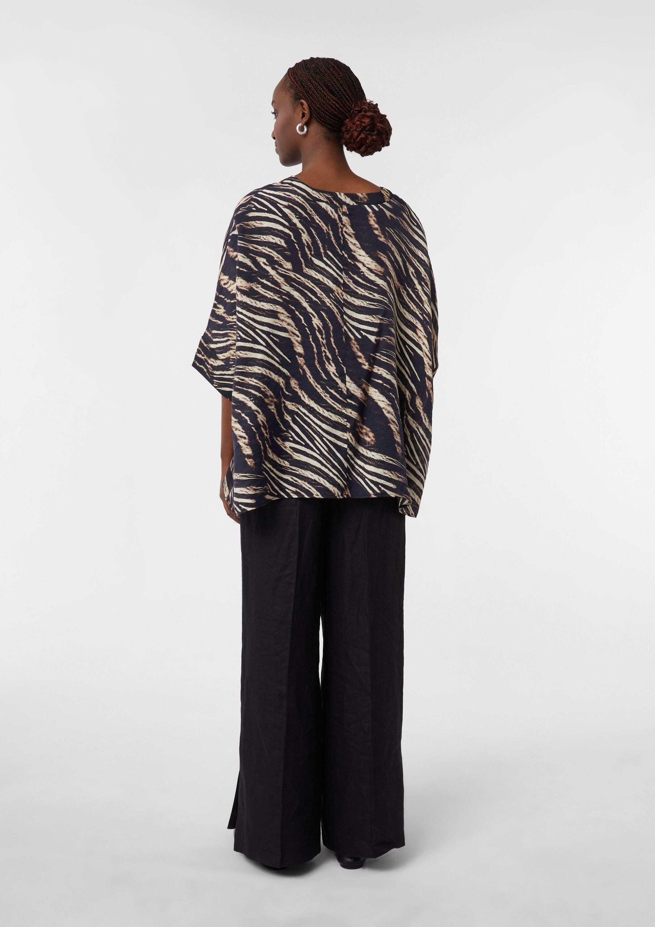 comma Poncho Accessories Abstrakt gemusterte Bluse im Loose Fit aus Viskosemix