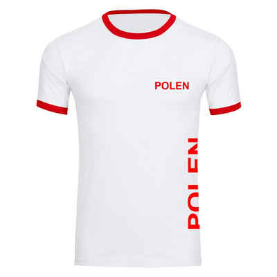 multifanshop T-Shirt Kontrast Polen - Brust & Seite - Männer