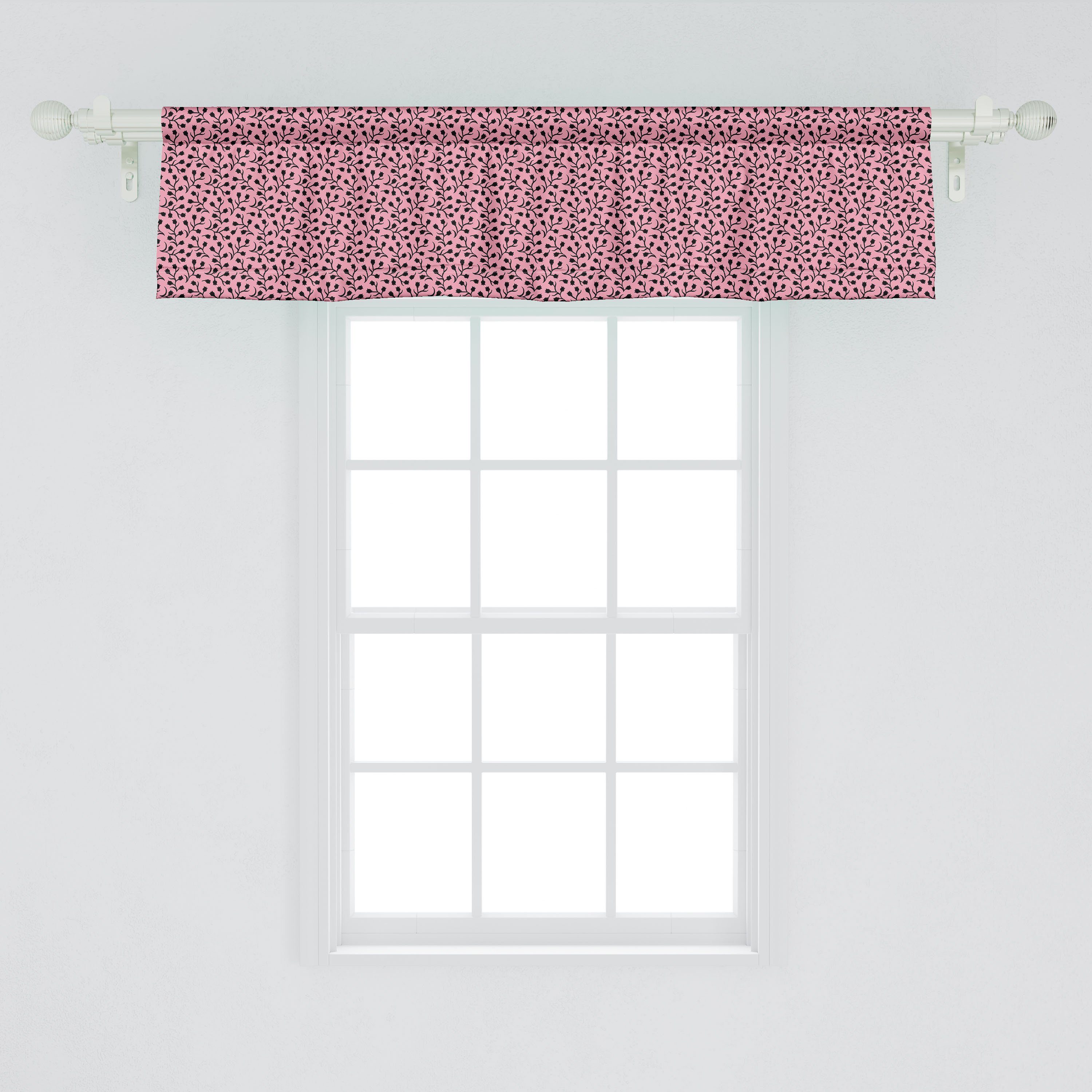 Scheibengardine Vorhang Schlafzimmer Blumen Küche für Blumen Stangentasche, Dekor Rosebuds Abakuhaus, Kunst Microfaser, mit Volant