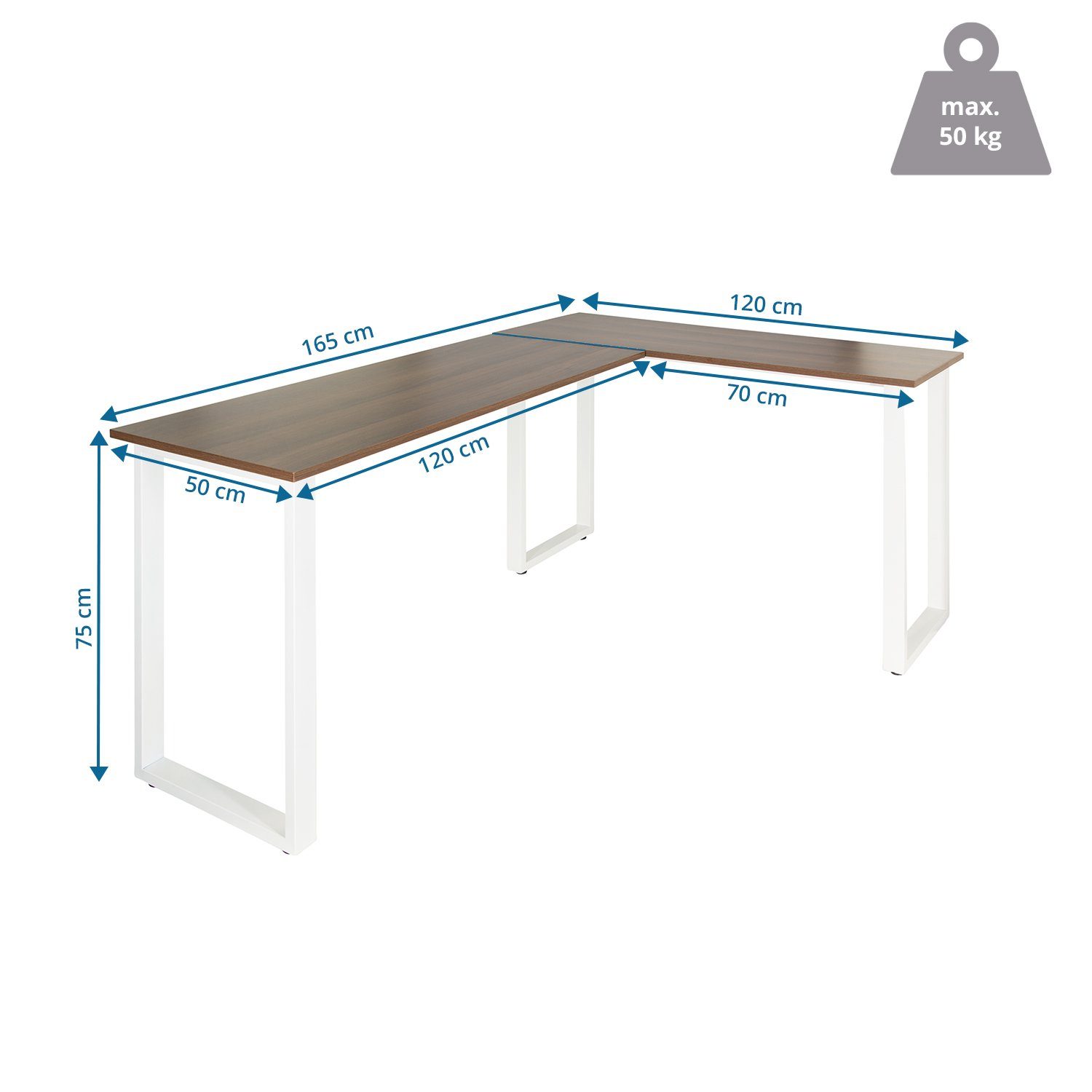 WORKSPACE OFFICE BASIC Eckschreibtisch I, Eckschreibtisch Schreibtisch hjh Walnuss/Weiß