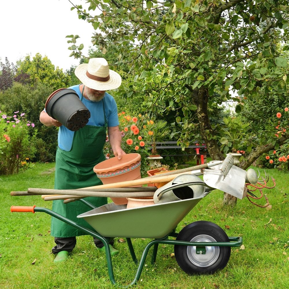ECD Germany Schubkarren-Rad Rad aus pannensicherem PU Vollgummi Ersatzrad Reifen (1 St), Reifen mit Stahlfelge und Achse Schwarz Gummirad Gartenkarren – Bild 4 von 5