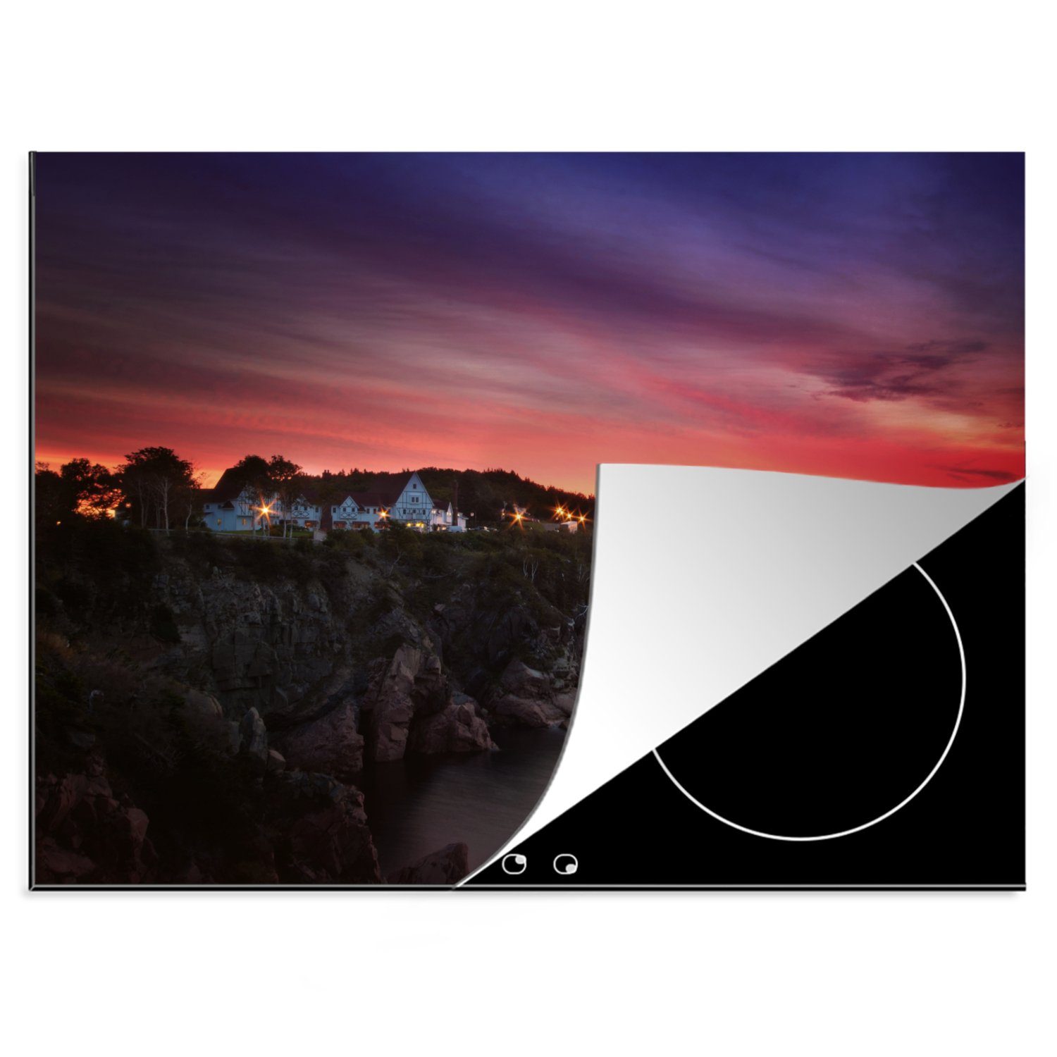 MuchoWow Herdblende-/Abdeckplatte Sonnenuntergang im Cape Breton Highlands National Park in Kanada, Vinyl, (1 tlg), 70x52 cm, Mobile Arbeitsfläche nutzbar, Ceranfeldabdeckung