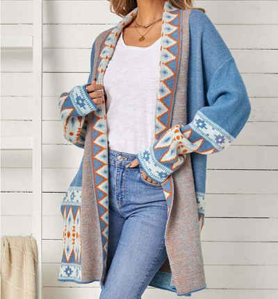 FIDDY Cardigan Ethno-Stil bedruckte Strickjacke Damen neue Herbst Winter-Strickjacke