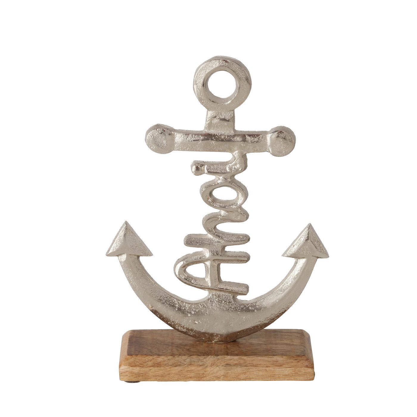 BOLTZE Dekofigur Dekoaufsteller Anker "Ahoi" aus Aluminium und Holz von Boltze
