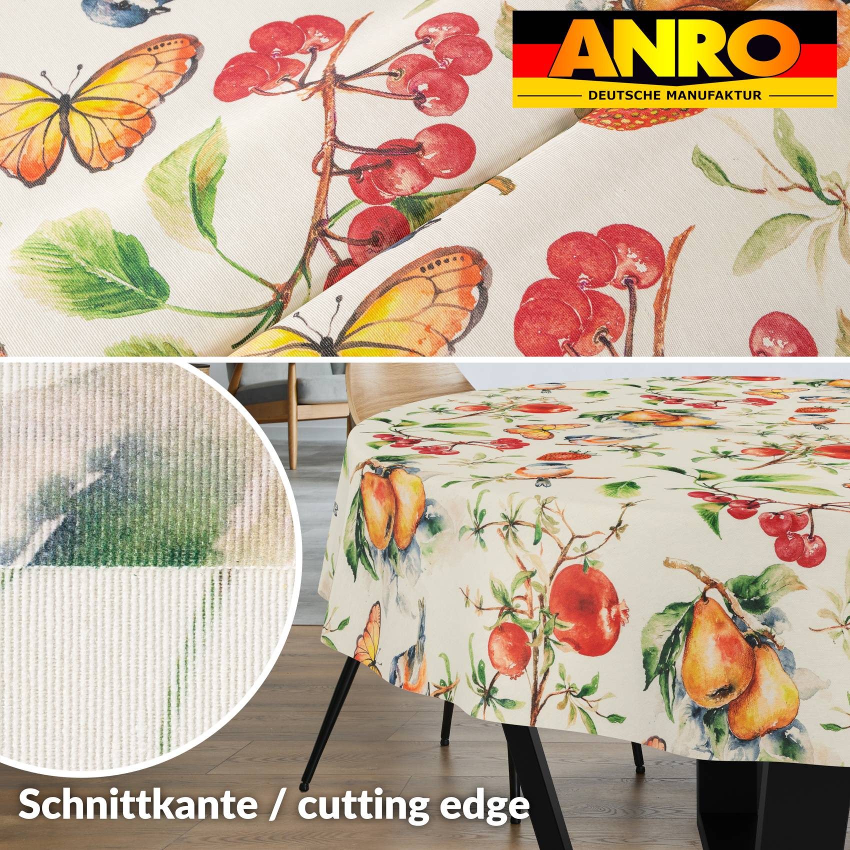 ANRO Tischdecke Stoff Digitalprint Tischtuch EasyClean ACRYL Beschichtet Tischwäsche (Einzelstück 1-tlg), auch als Gartentischdecke - ACRYL Beschichtet