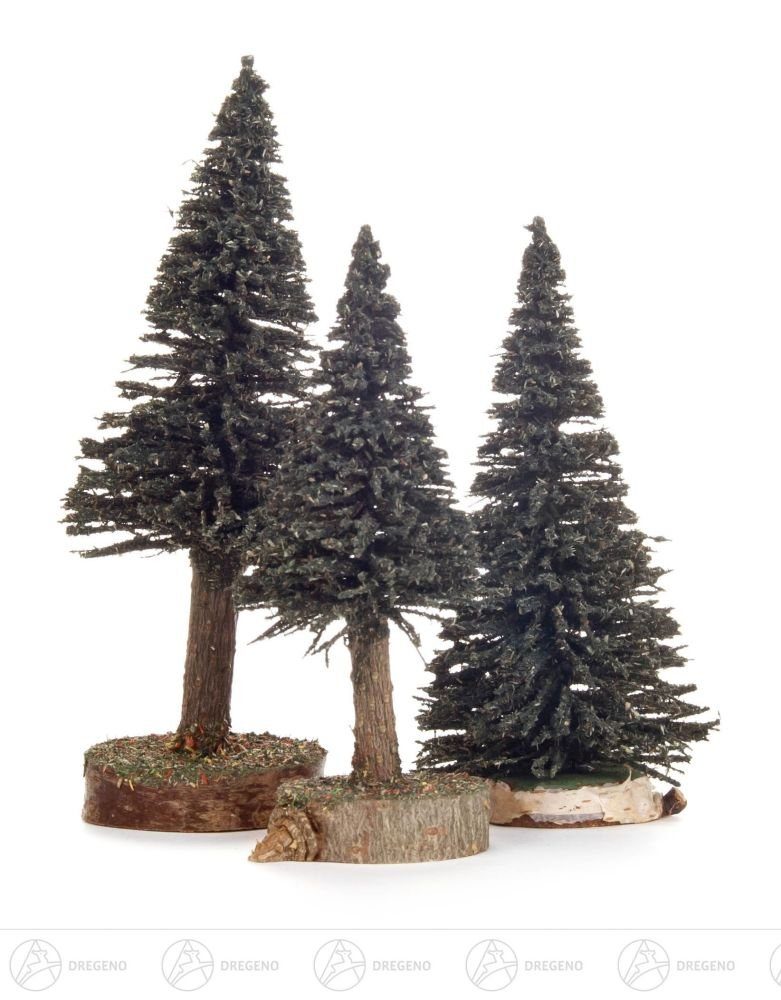 Kunstbaum Baum Holzbäume Erzgebirge, 16 Stamm grün Fichte Höhe mit 16 cm ca Höhe NEU, Dregeno cm