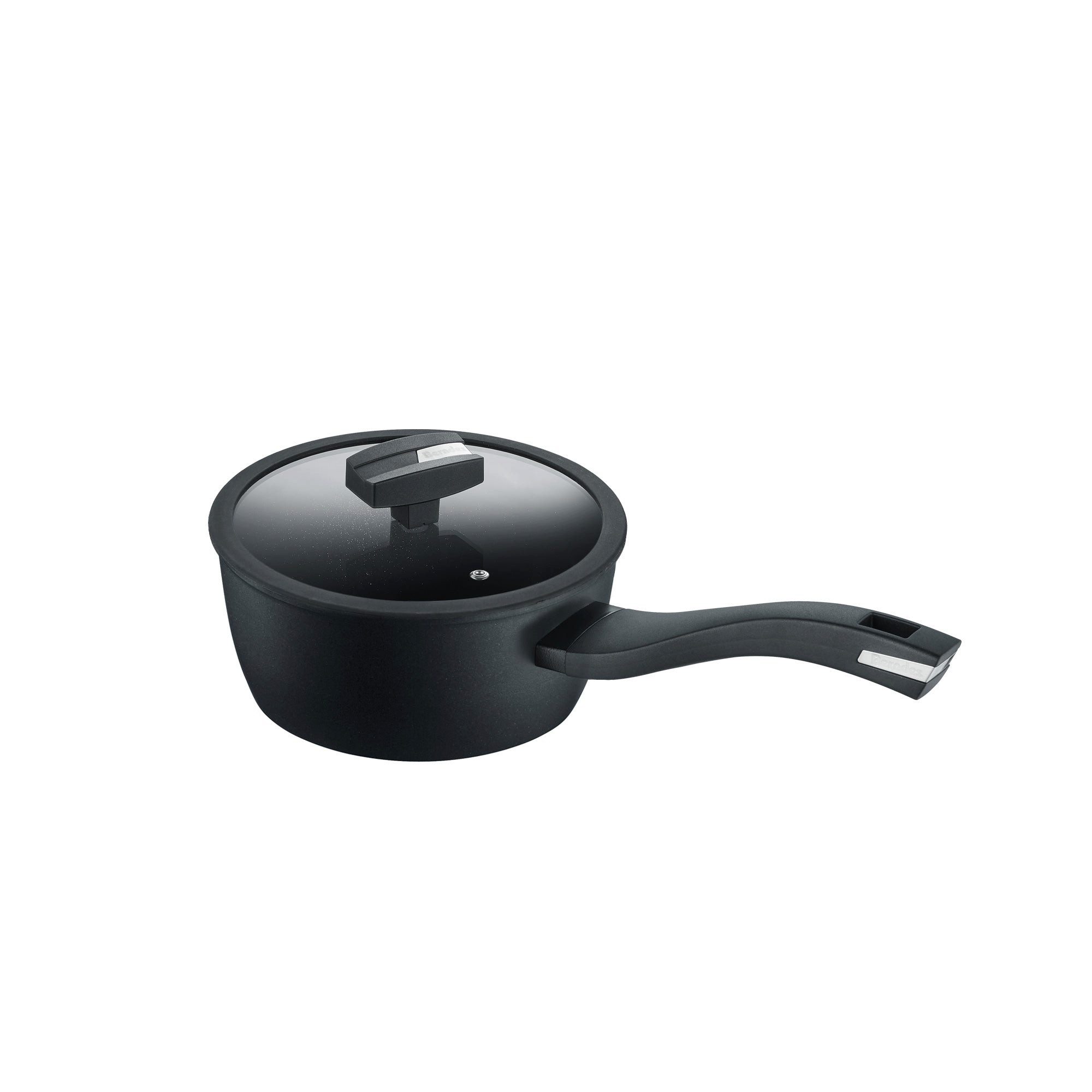Berndes Kasserolle mit Glasdeckel 16 cm, Aluminium, schwarz - Balance® Induction Enduro, Aluminium, schlaggeschmiedet