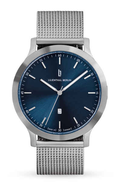 Lilienthal Berlin Quarzuhr Huxley Silver Blue - Mesh Silber