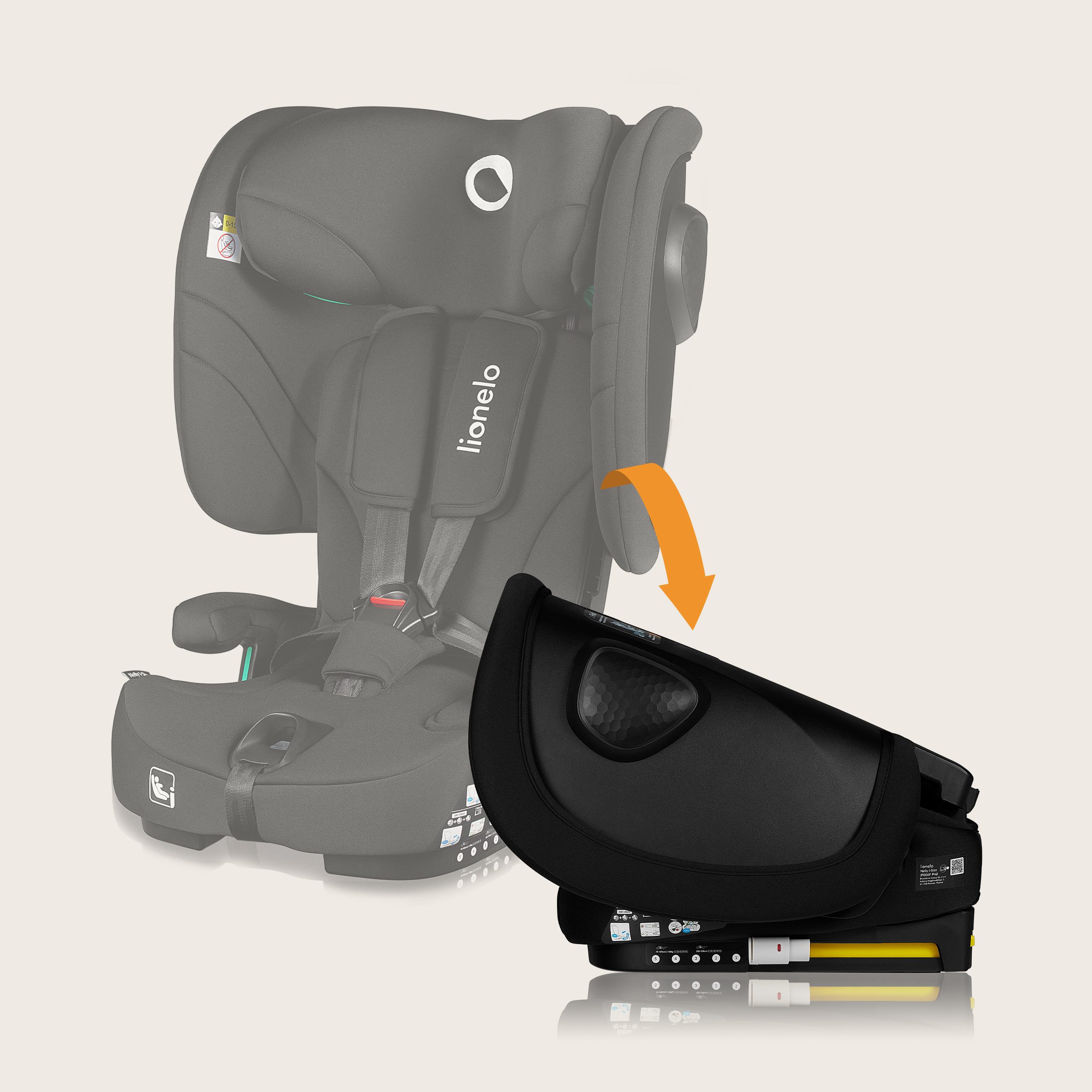 lionelo Autokindersitz NELLY I-SIZE, ab: ab Geburt, bis: 36 Monaten, ab: 76 cm, bis: 150 cm, (Set), Verstellbare Kopfstütze/4 Neigungspositionen/Reduziereinsatz