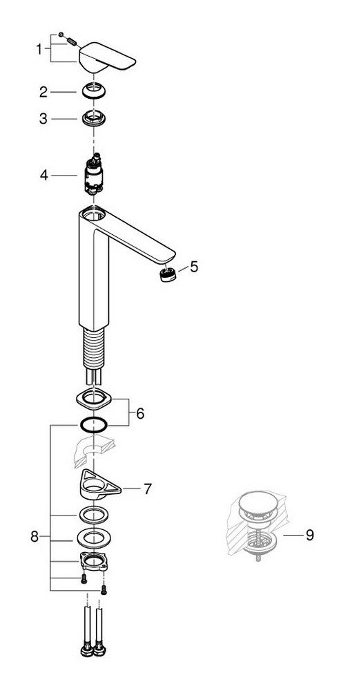 Grohe Waschtischarmatur Cubeo Einhand-Waschtischbatterie XL-Size - Chrom