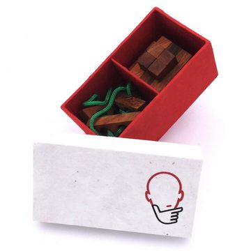 ROMBOL Denkspiele Spiel, 3D-Puzzle Verschiedene Knobelspiele als Set in einer Geschenkbox, Holzspiel