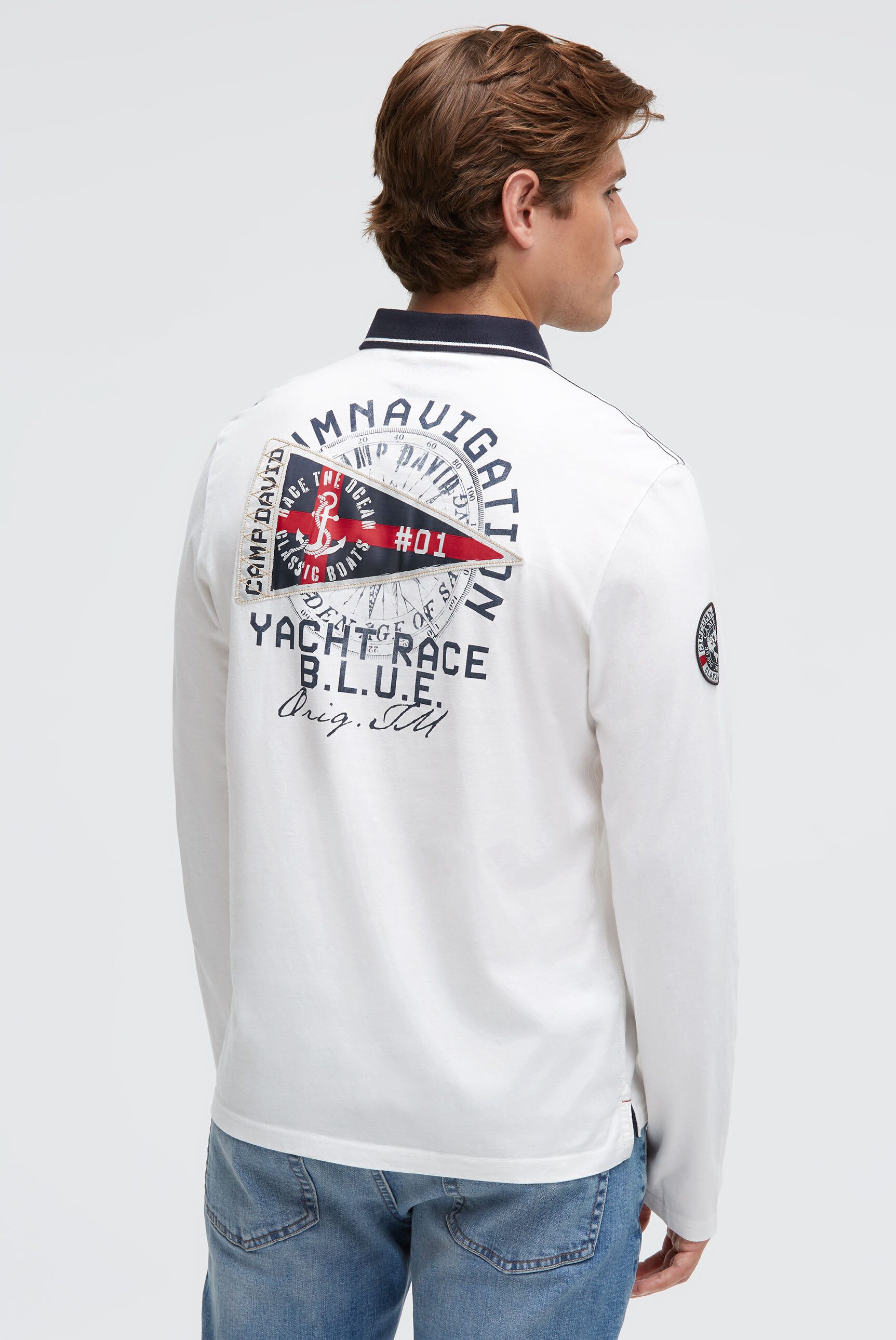 CAMP DAVID Langarm-Poloshirt aus Baumwolle günstig online kaufen