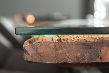 riess-ambiente Esstisch BARRACUDA 220cm natur / transparent (Einzelartikel, 1-St), Massivholz · Metall · X-Gestell · inkl. Glasplatte · 4cm Holzplatte