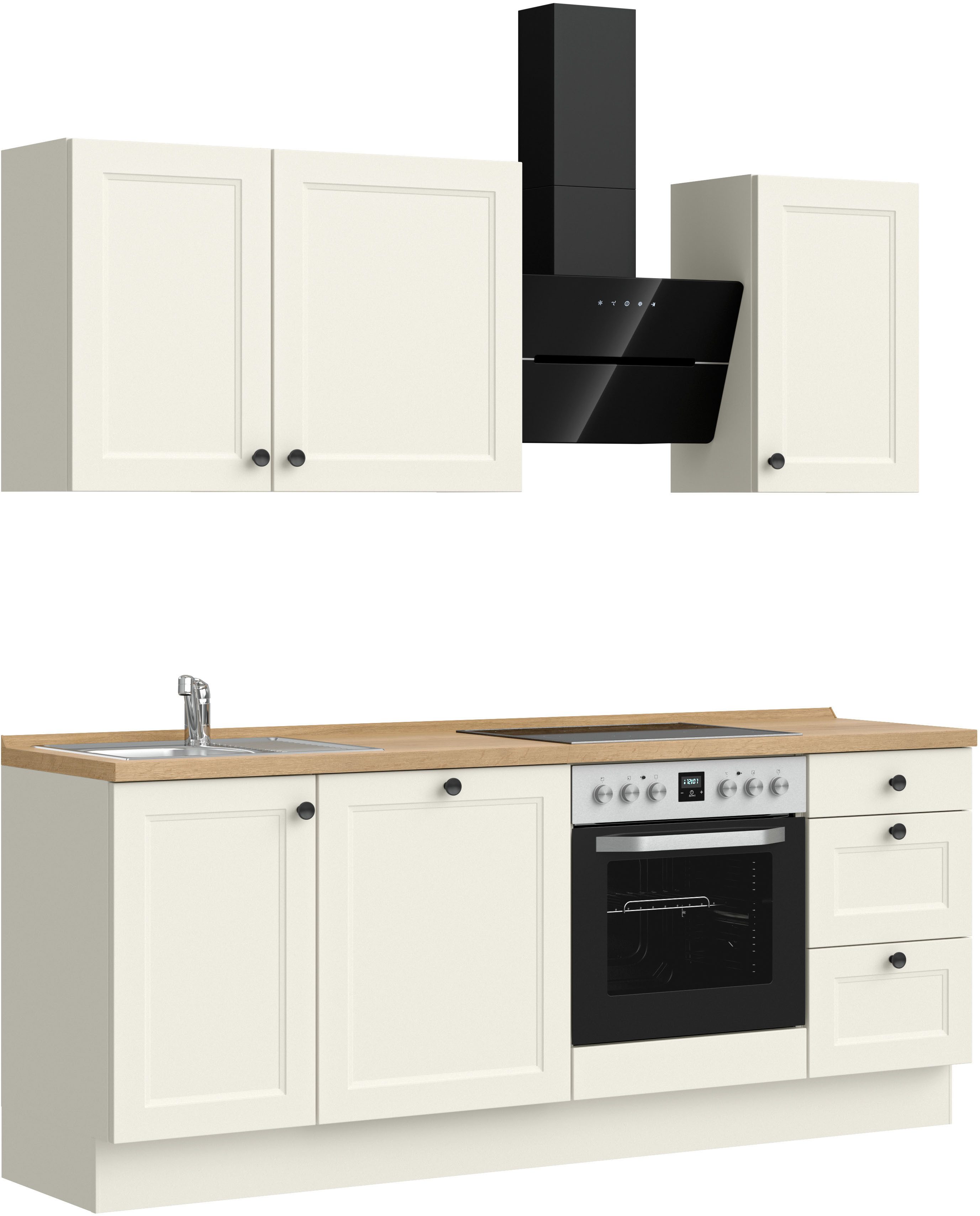 nobilia® Küchenzeile "Cascada II", NEU: individuell anpassbar mit gratis Profi-Beratung, vormontiert, Breite 210 cm, Ausrichtung wählbar, wahlw. mit E-Geräten