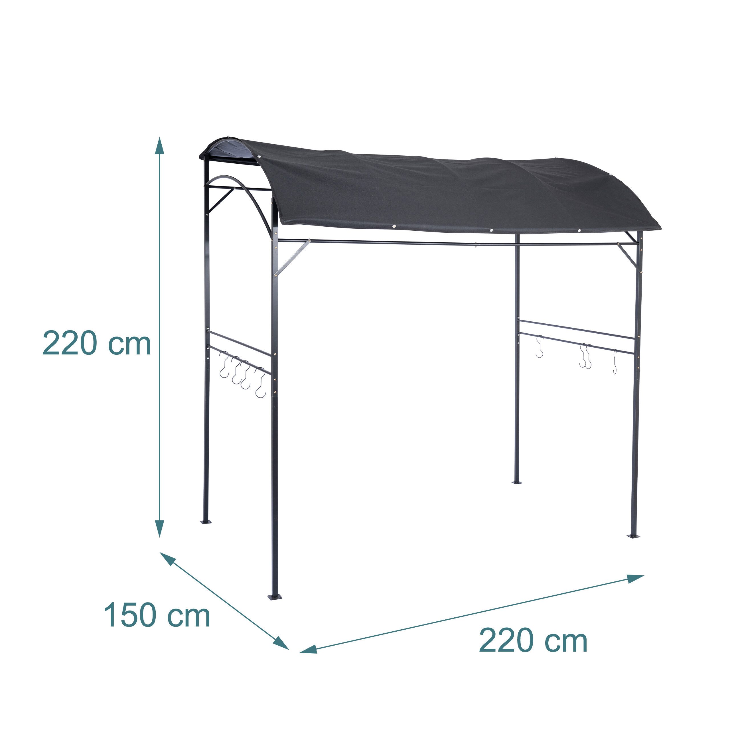 relaxdays Grillpavillon Grill Pavillon aus Metall, mit 0 Seitenteilen, B – Bild 4 von 5