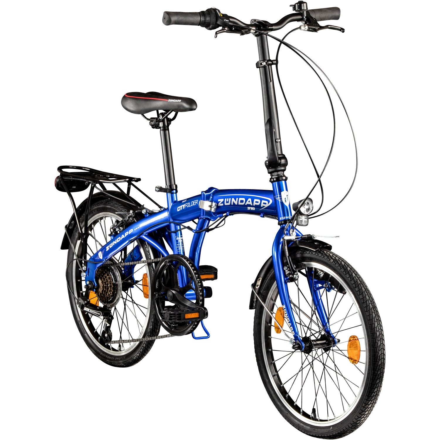 Zündapp Faltrad ZF20 Speed Folder, 6 Gang Shimano Tourney Schaltwerk, Kettenschaltung, Speed Folder 20 Zoll Klapprad Faltrad Stadtrad Fahrrad Klappfahrrad