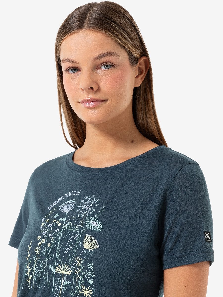SUPER.NATURAL Print-Shirt für Damen, Merino ROCK FLOWERS TEE Blumen Motiv, günstig online kaufen