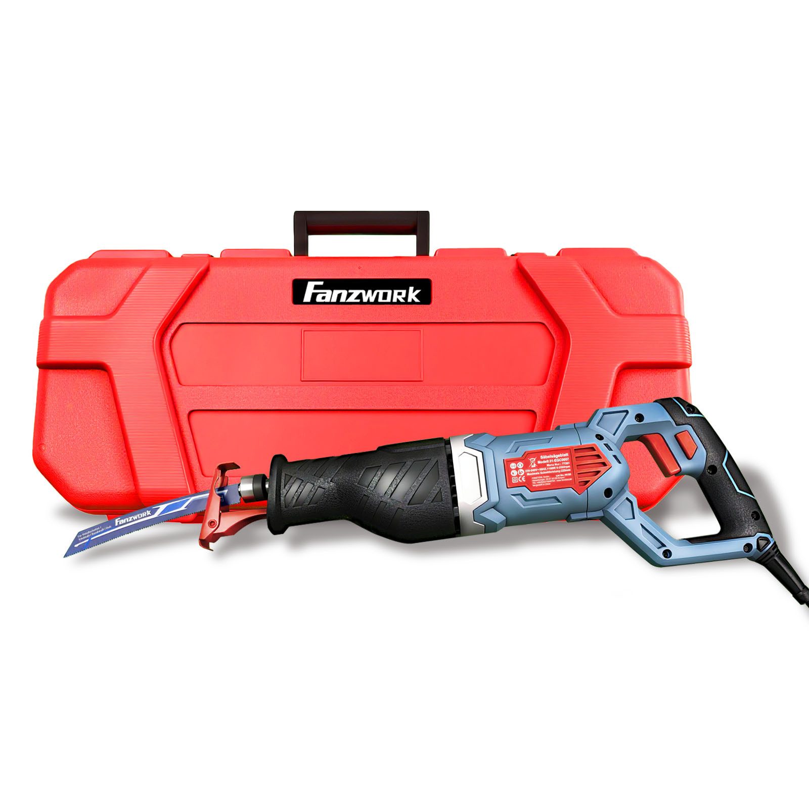 Fanztool Säbelsäge 1100W Leistungsstarke mit 0–2500 SPM, LED, inkl. Sägeblatt