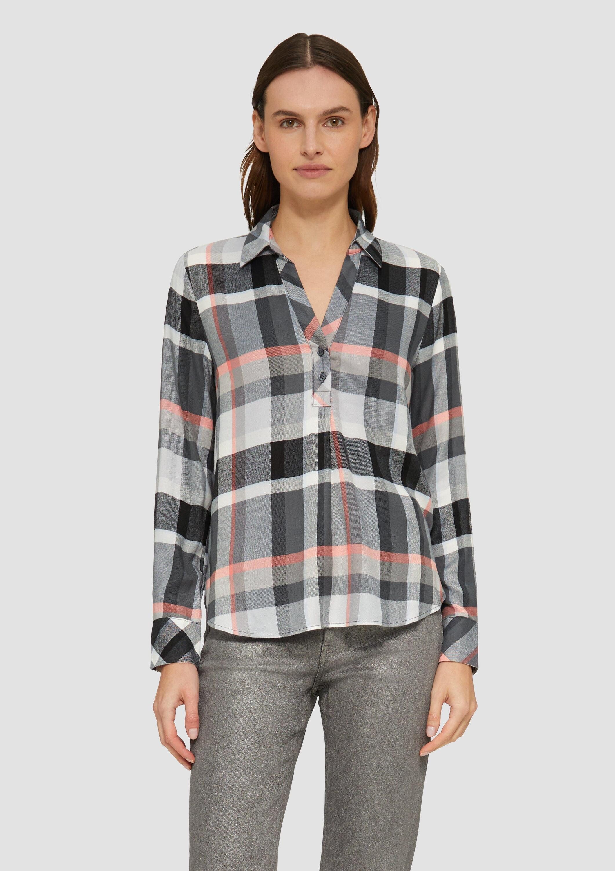 s.Oliver Langarmbluse Bluse Karierte Bluse mit Hemdkragen günstig online kaufen
