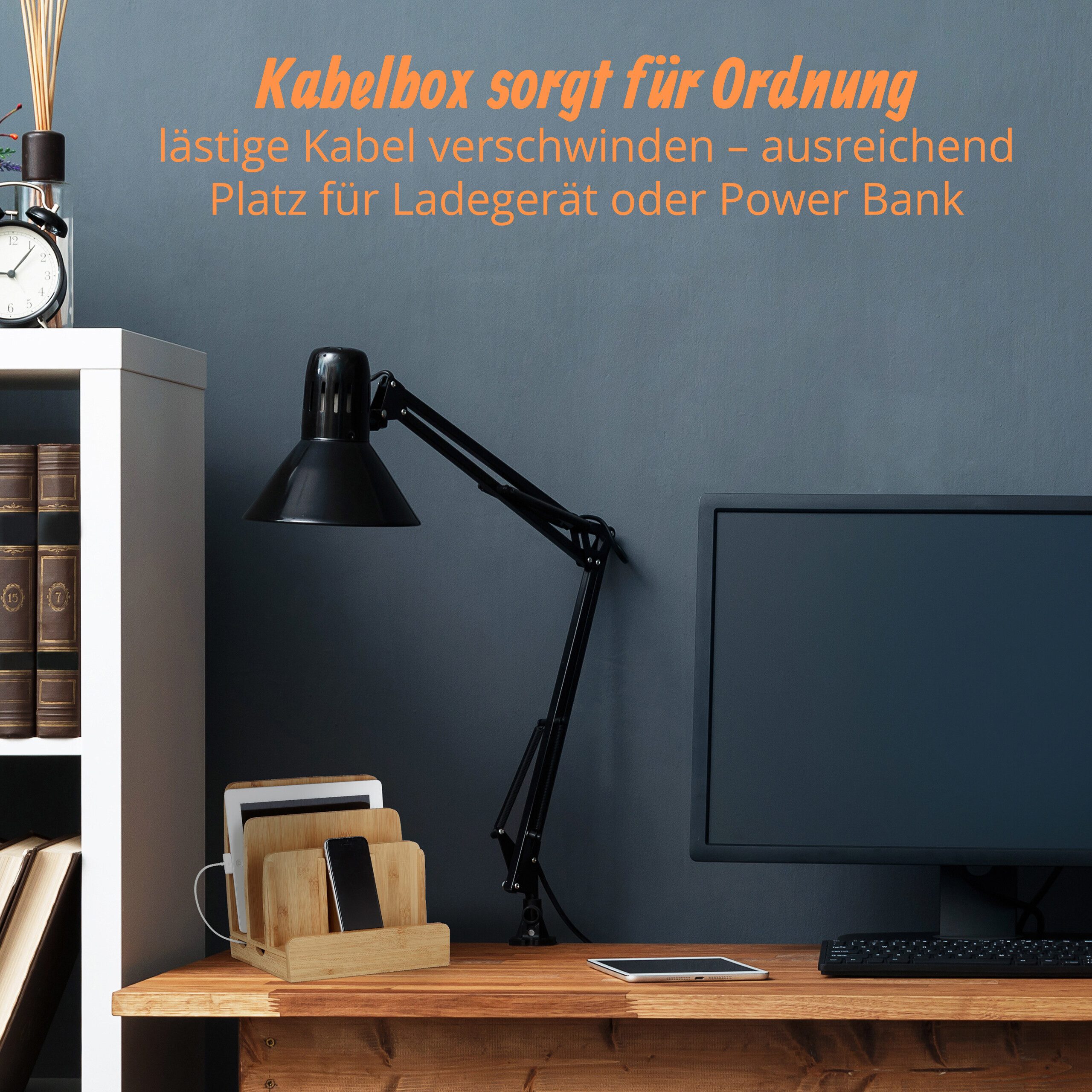 relaxdays Handy-Halterung Ladestation Bambus, (bis 11.7 Zoll, 1-tlg) – Bild 5 von 5