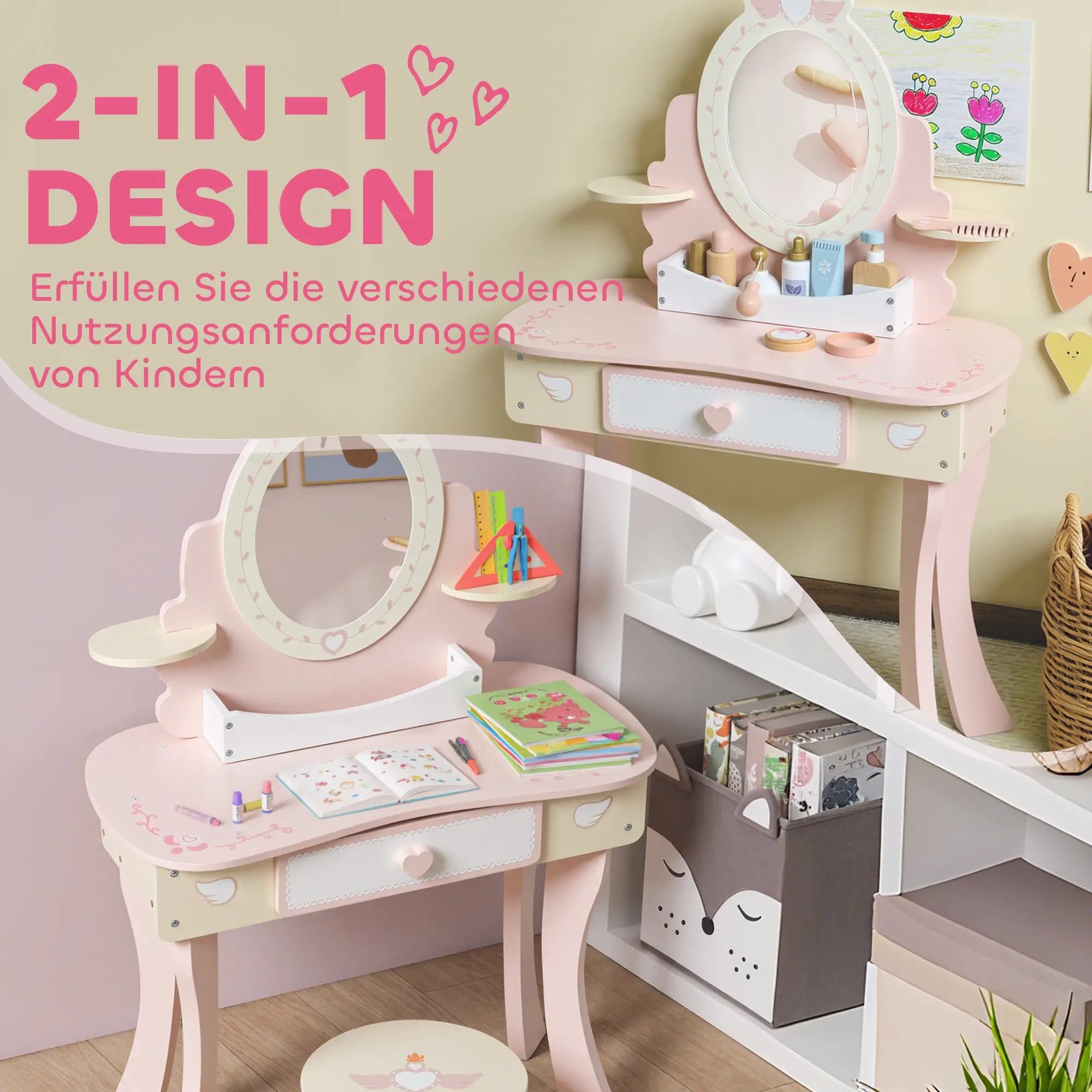 BlingBin Schminktisch Kinder, Schminktisch-Set mit Hocker, Schublade, abneh günstig online kaufen