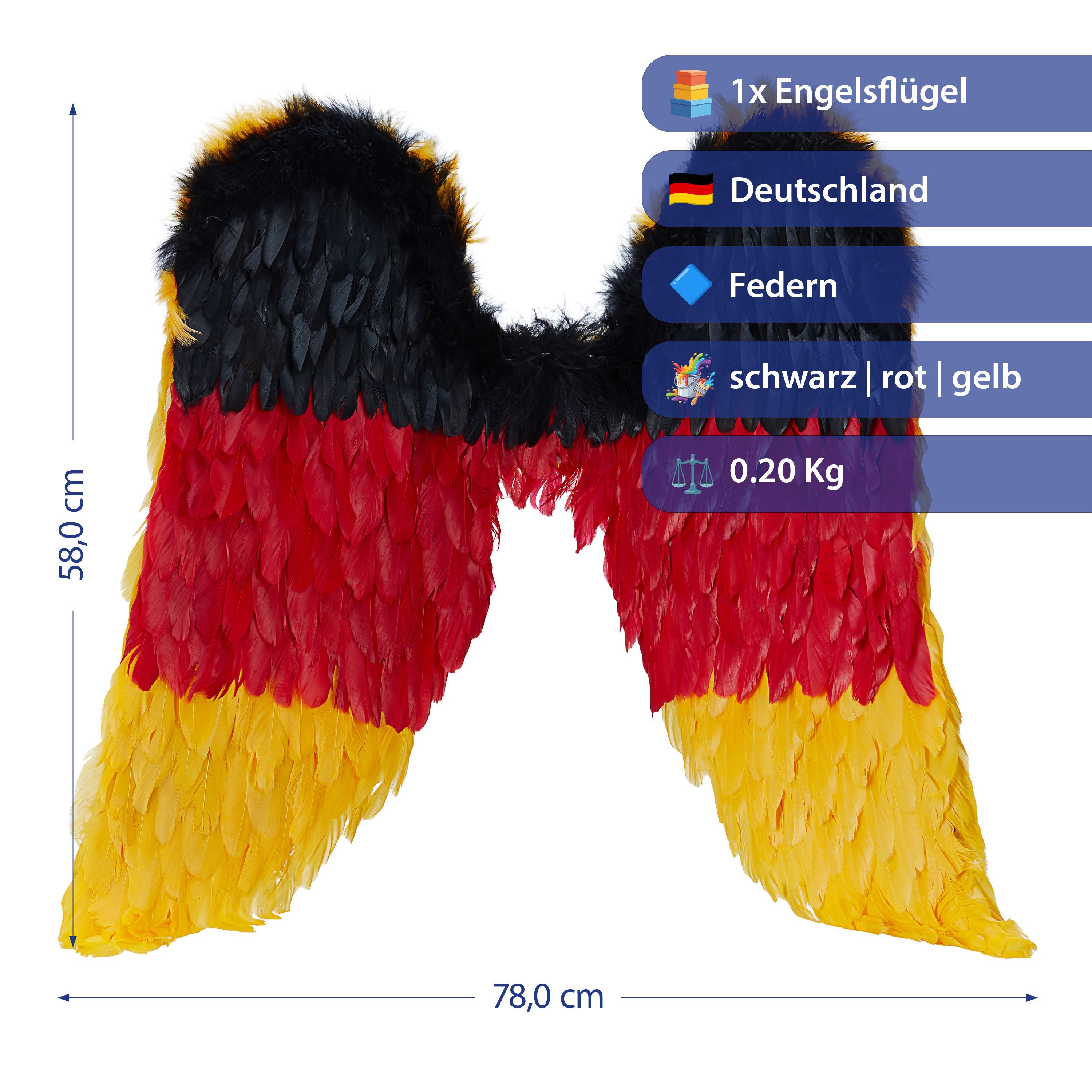 CEPEWA Engel-Kostüm Deutschland Engelsflügel Deutschland Federn 58x78cm Fanzubehör WM EM
