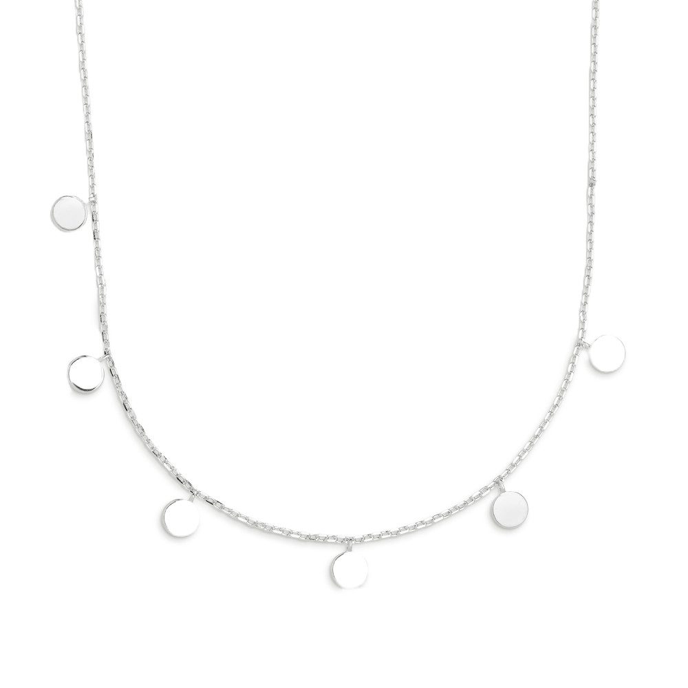 XENOX Kette mit Anhänger Xenox Halskette Damen Gravur Runde Plättchen Silber 45 cm XS3690