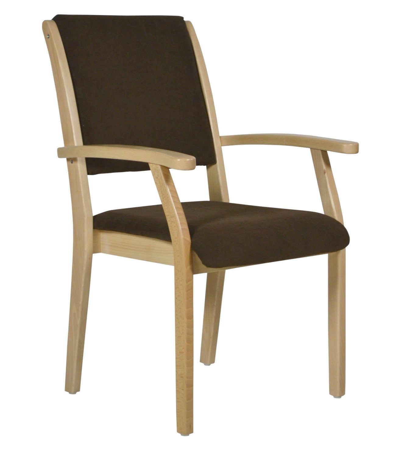Devita Stuhl Seniorenstuhl Pflegestuhl Kerry - Verschiedene Sitzhöhen (Einzel), stapelbar, standfest, verschieden Sitzhöhe wählbar, versch. Bezüge wählbar DB94 Microfaser Braun