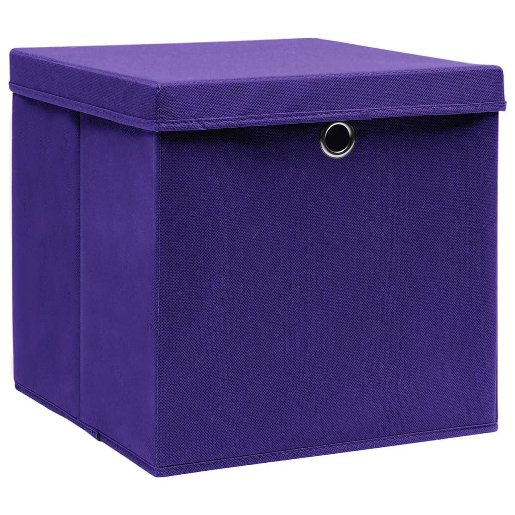 vidaXL Aufbewahrungsbox, Ordnungsboxen mit Deckeln 4 Stk. 28x28x28 cm Lila