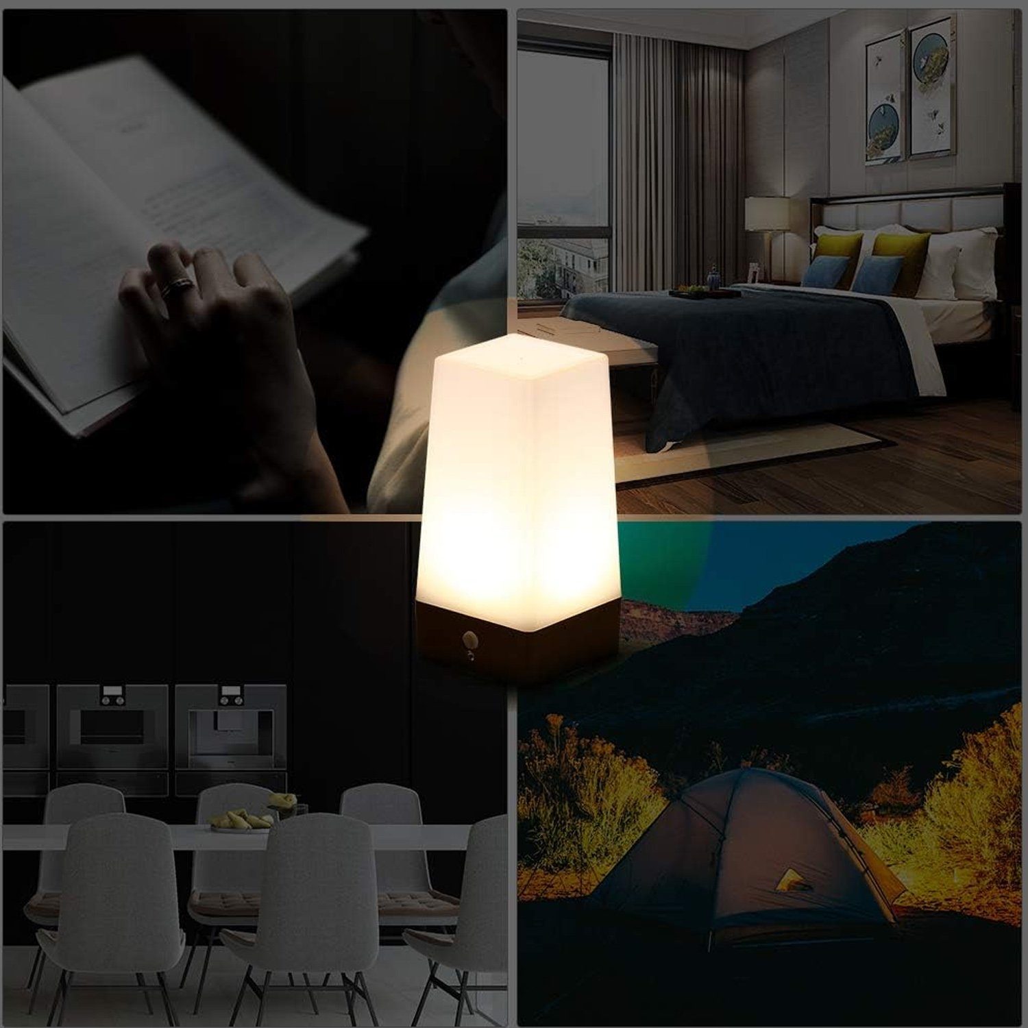 AKKEE LED Nachtlicht Schlafzimmer Küche Kabellose fest Nachttischleuchte, mit für LED PIR Nachttischlampe batteriebetriebene, integriert, Bewegungsmelder Badezimmer Nachtlicht Warmweiß, LED tragbare Batteriebetriebene