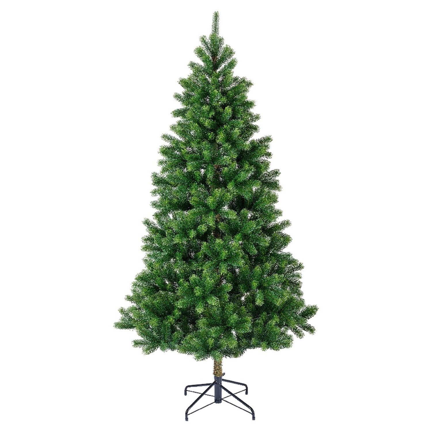 Kaemingk Künstlicher Weihnachtsbaum RECKMORE, Ø 96 x H 180 cm, Grün, Kunststoff, Metallfuß in schwarz, Echtnadeloptik