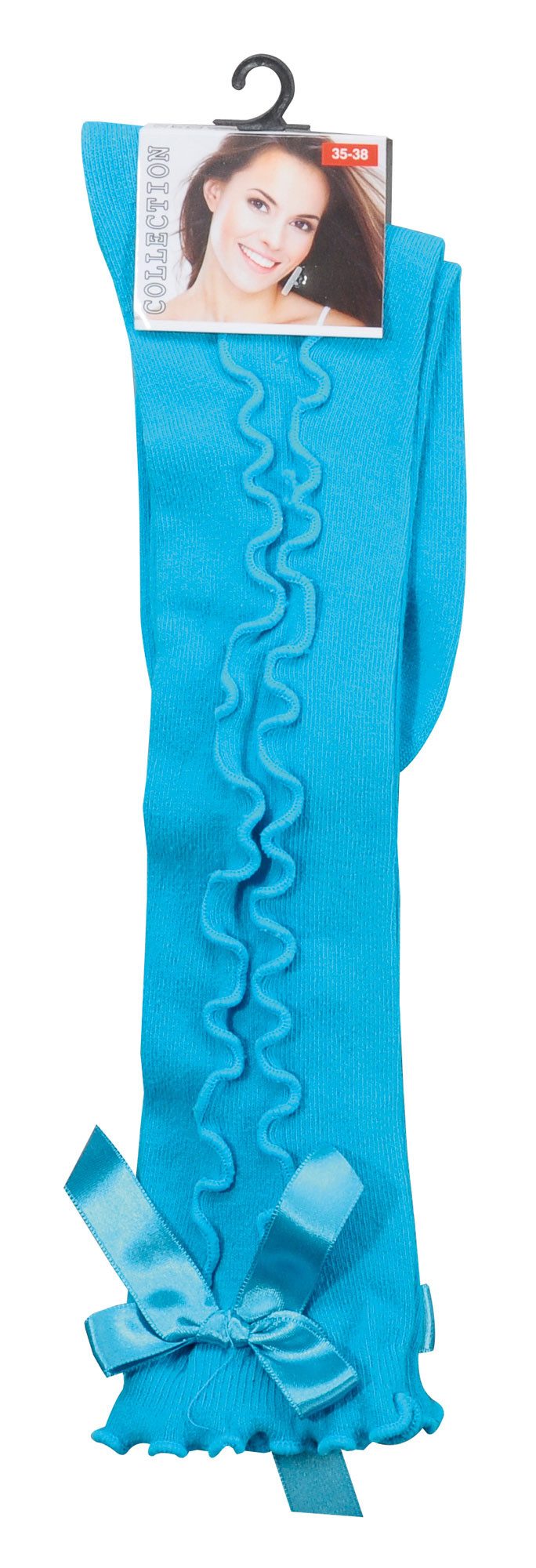 TippTexx 24 Kniestrümpfe 2 Paar Trachten Kniestrümpfe mit Satin-Schleife & Rüsche