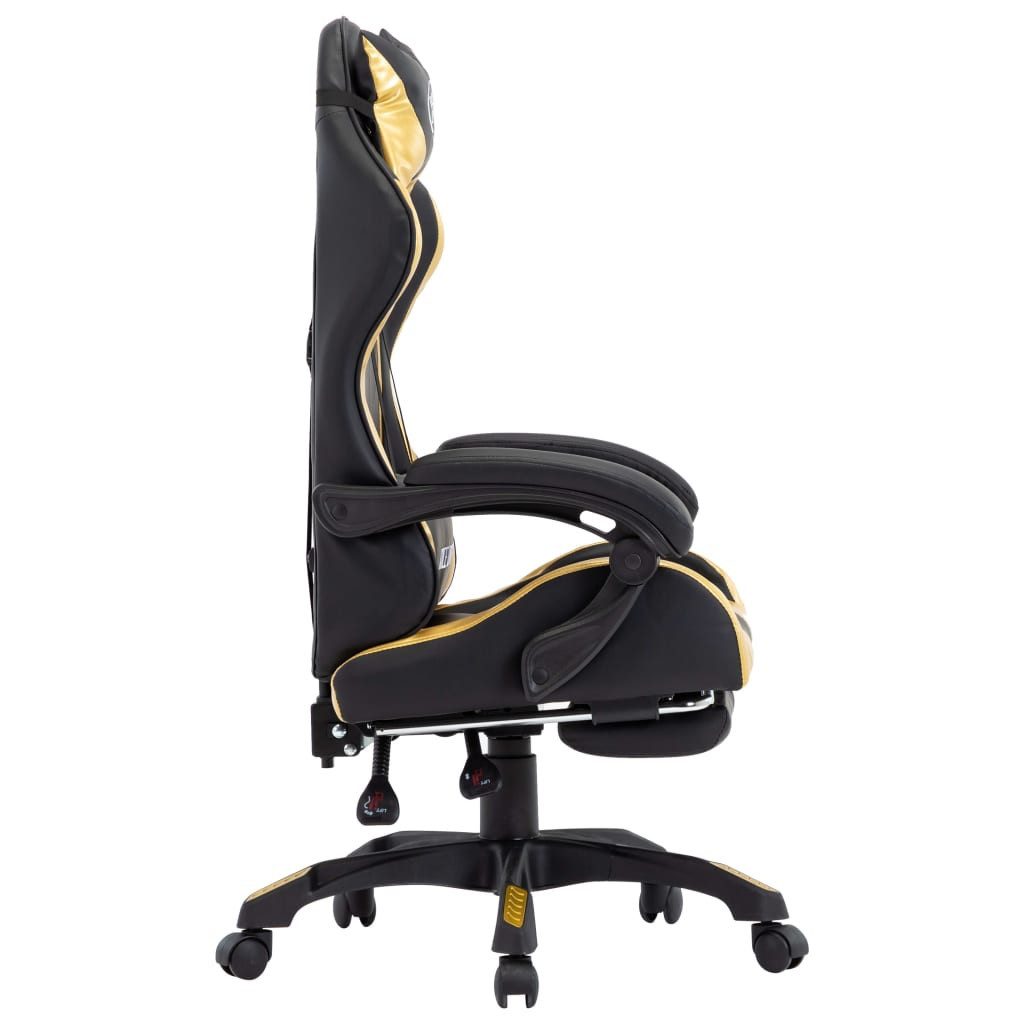 furnicato Gaming-Stuhl Luxuriöser Gold Schwarz 64x65x(111,5-119) cm (1 St), Bürostuhl mit ausziehbarer Fußstütze, Kopf- und Taillenkissen, 360°