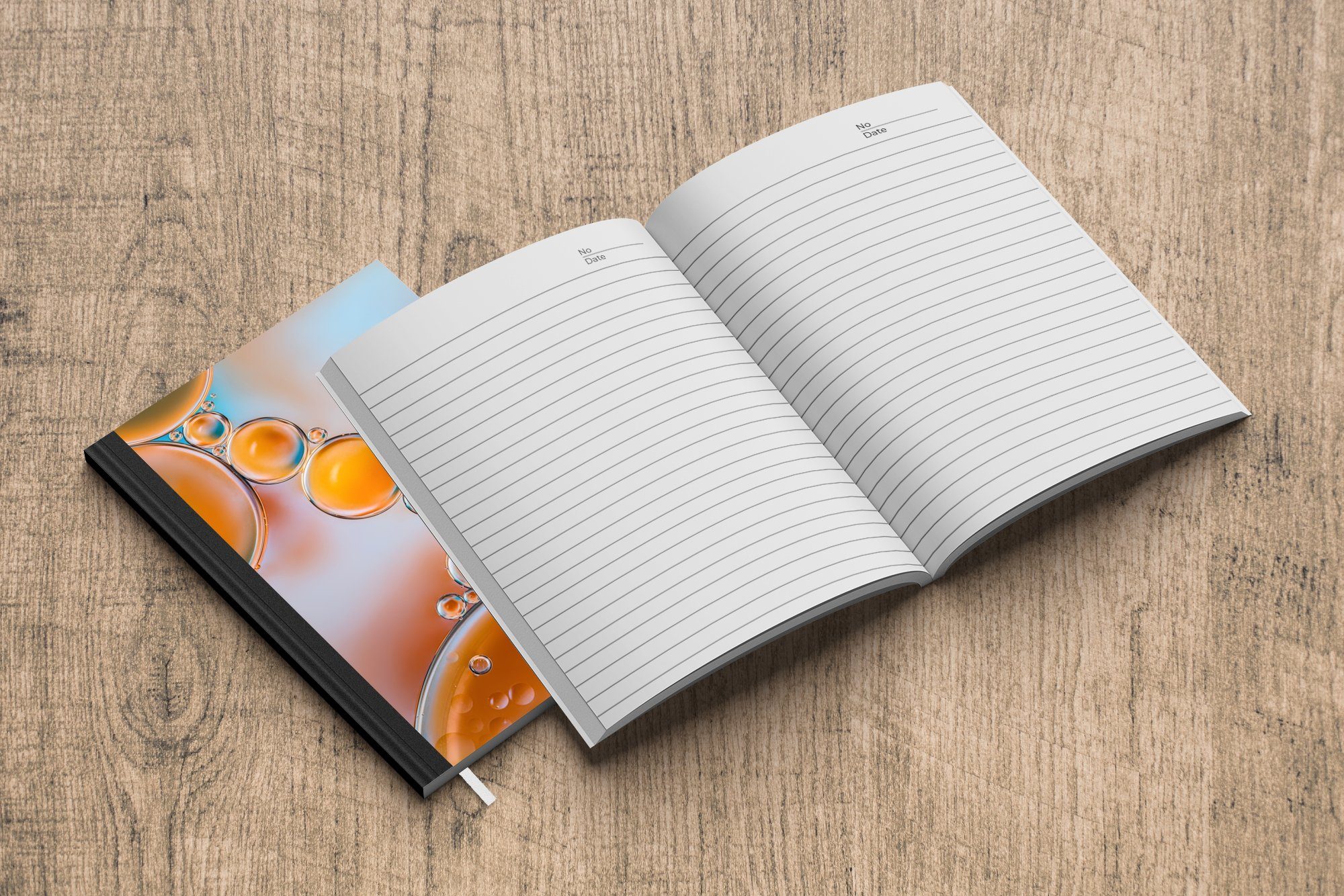 A5, - Journal, Notizbuch MuchoWow Orange Wasser, 98 - Seifenblasen Seiten, Merkzettel, Tagebuch, Notizheft, Haushaltsbuch
