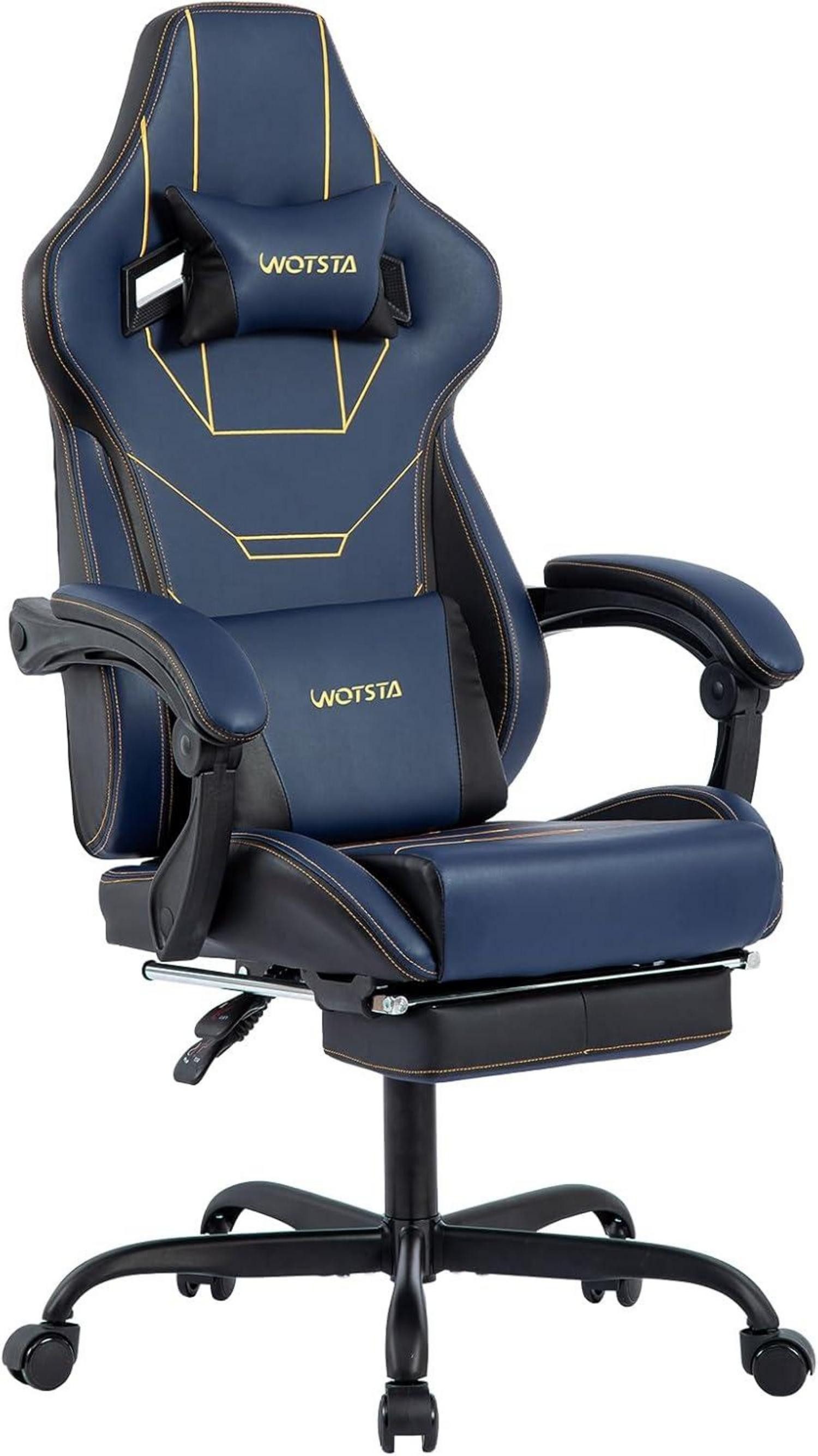 Gaming-Stuhl Ergonomischer Gaming-Stuhl mit Fußstütze und Massage-Lendenkissen