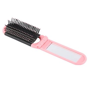 FIDDY Haarkamm Faltbare Haarbürste mit Spiegel, 2 Stück (schwarz+rosa), (2 tlg)