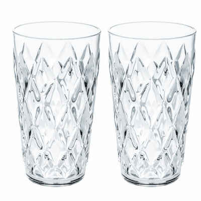 KOZIOL Longdrinkglas 2er-Set Crystal L, 450 ml, Thermoplastischer Kunststoff, stapelbar