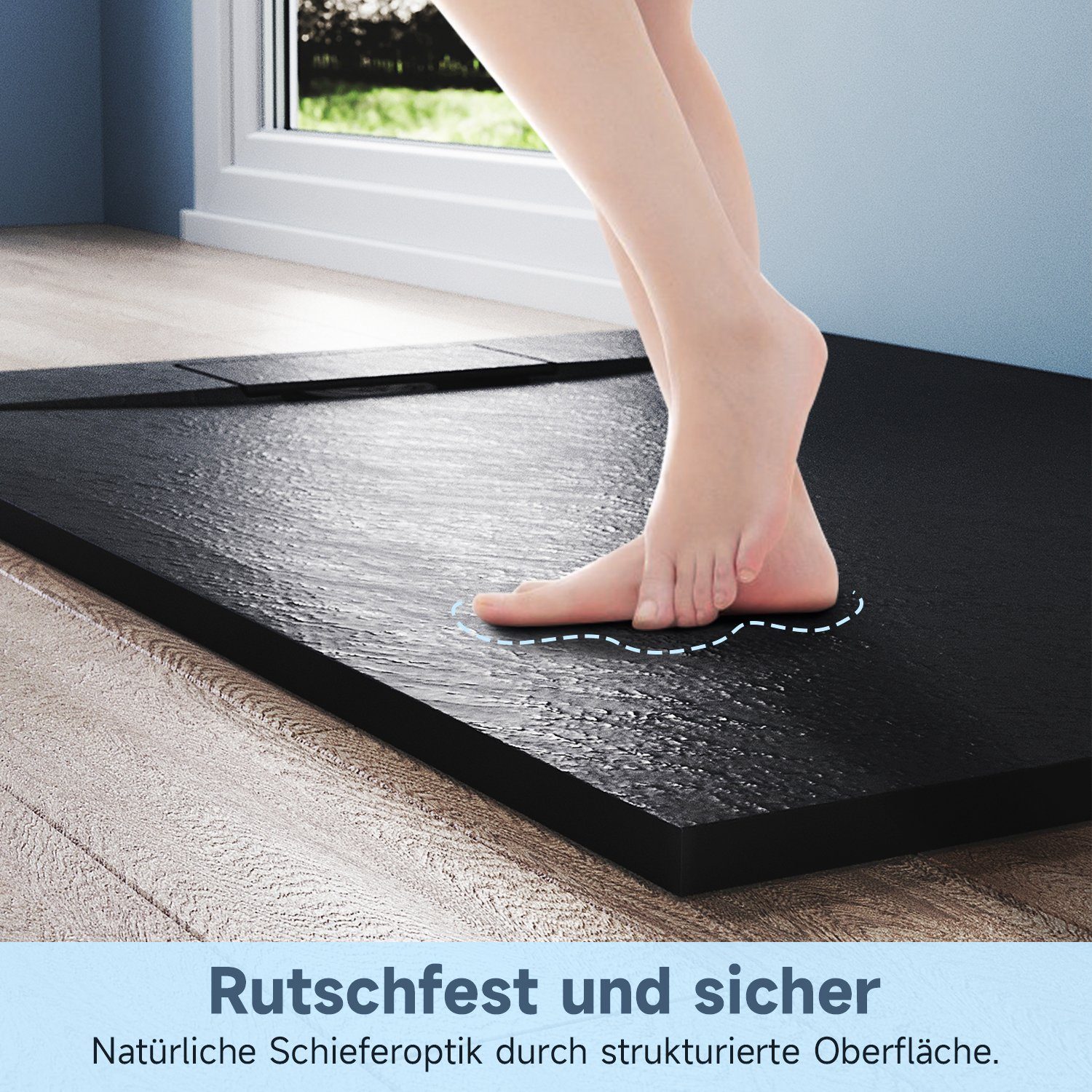 SONNI Duschwanne Duschtasse, Schwarz, 120/140cm,mit Siphon, günstig online kaufen