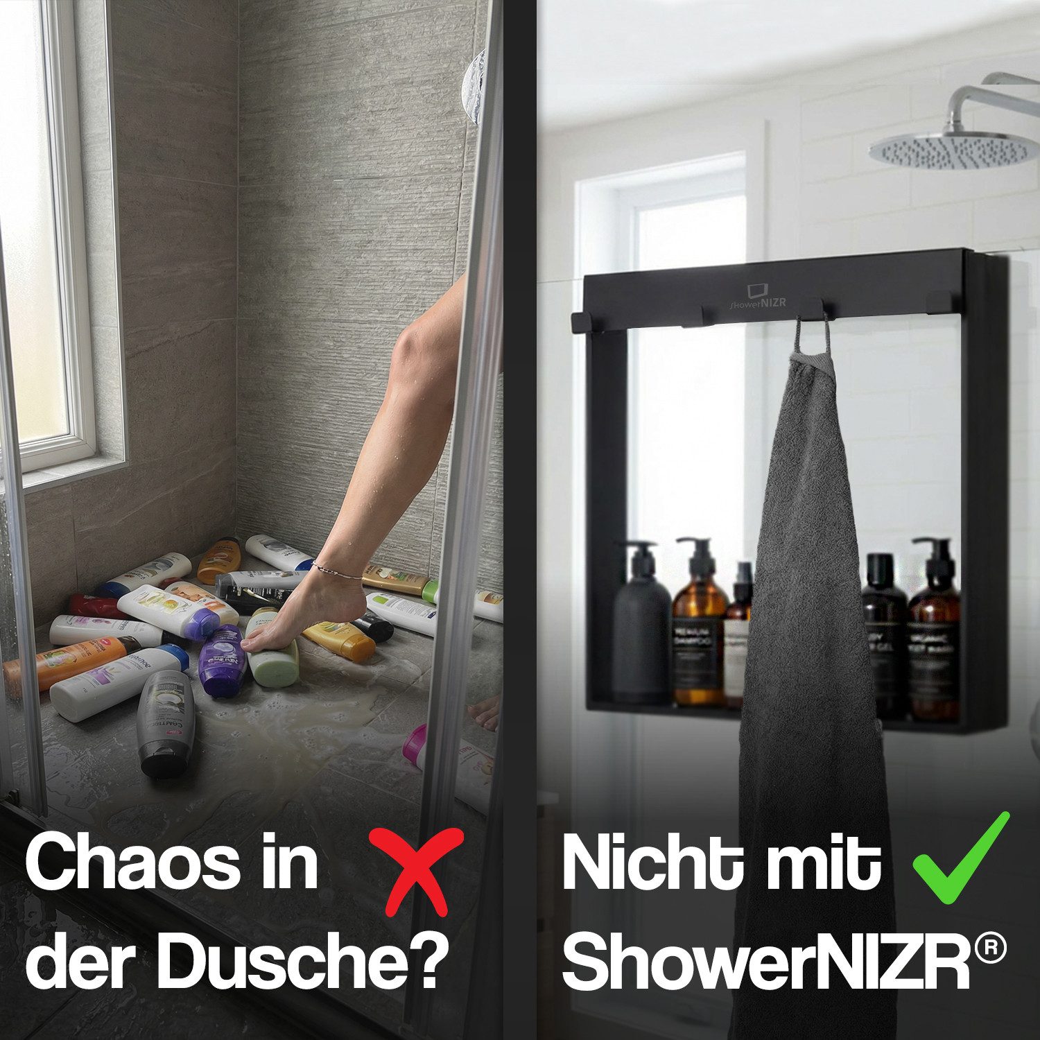 ShowerNIZR Duschregal ShowerNIZR Duschregal - Duschablage ohne Bohren für Duschwand