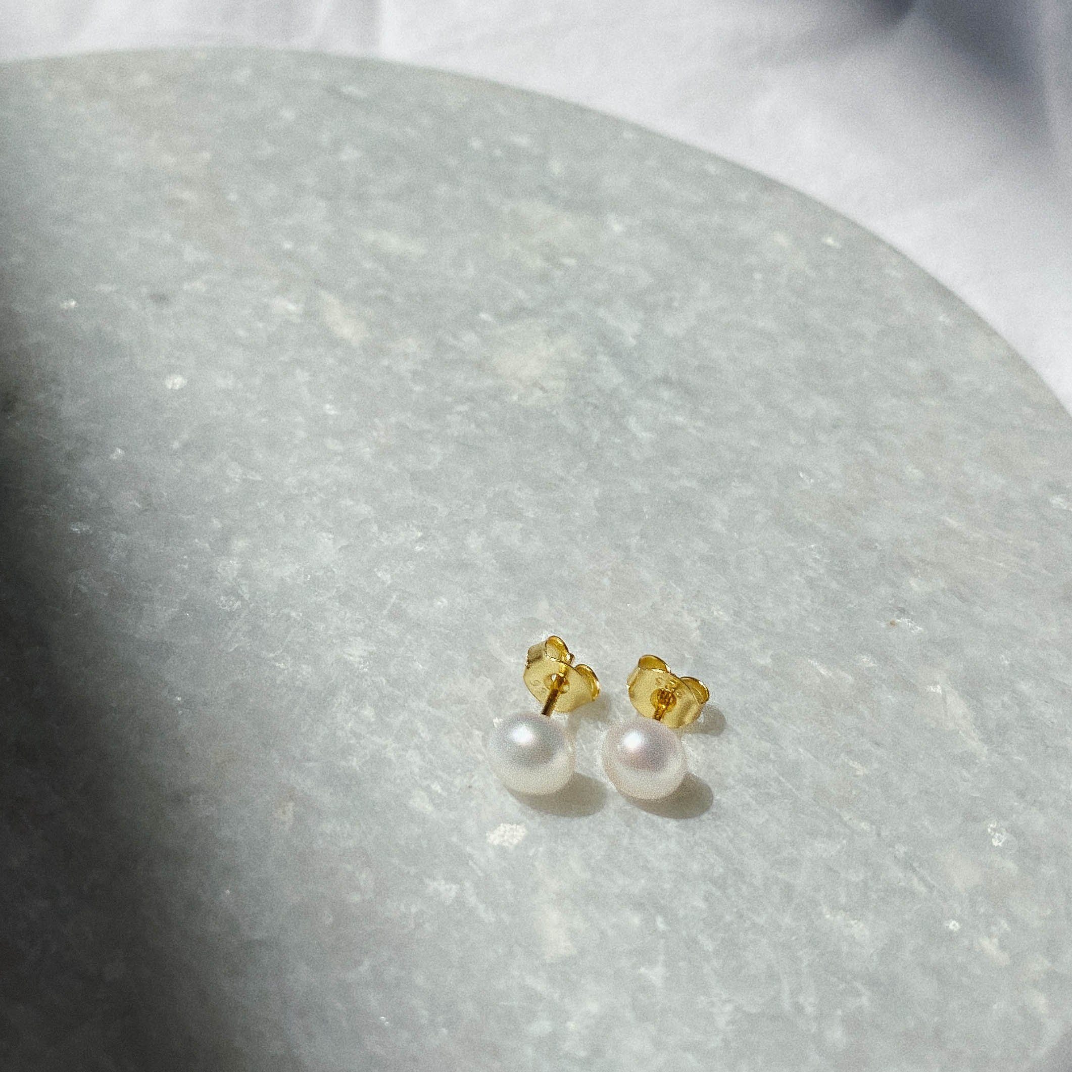 Brandlinger Perlenohrringe Ohrstecker Bari, Perlenohrstecker Silber 925 vergoldet mit Süßwasserperle