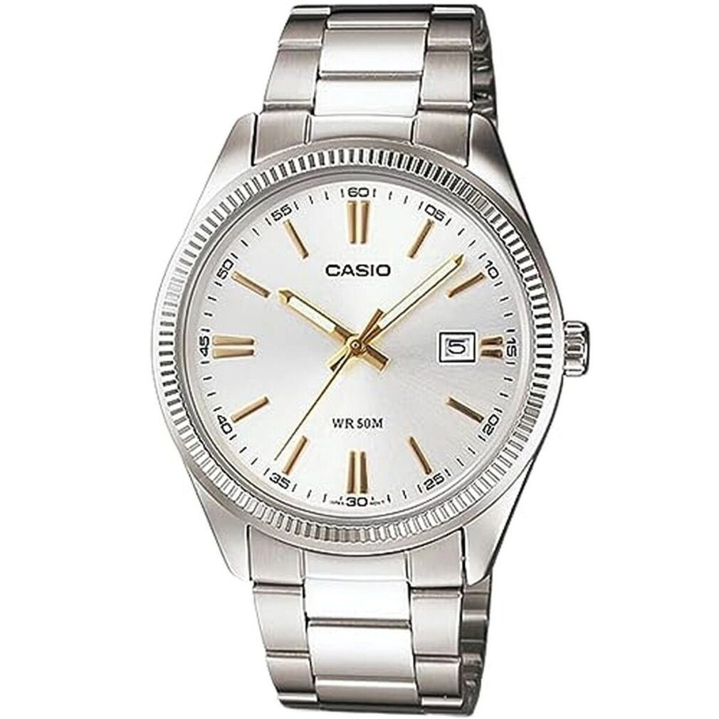 CASIO Luxusuhr Herrenuhr DATE - SILVER, GOLD INDEXES (39 mm)