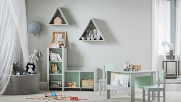SoBuy Kinderregal KMB89, Kinder Sitzbank mit Bücherregal Kinderbank Spielzeugtruhe Schuhbank