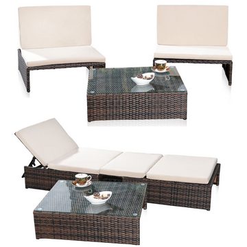 Feel2Home Gartenlounge-Set Gartenmöbelset Sessel Tisch Sitzgruppe Polyrattan versch. Farben, (3-tlg), Wasserabweisend