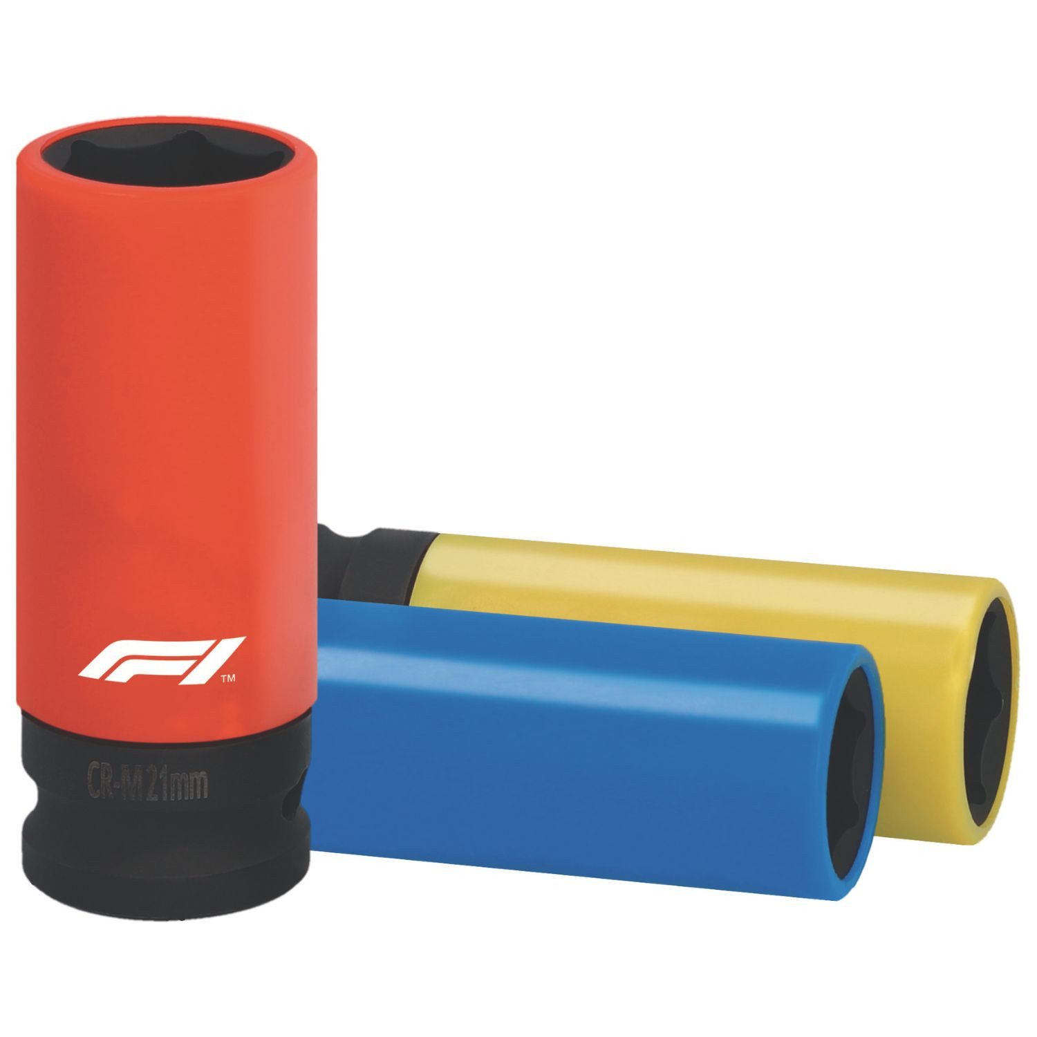 Formula 1 Stecknuss F1 ST300 1/2" Nüsse Nuss Set SW 17mm 19mm 21mm, Set, 3-St., 3-teiliger Stecknuss-Satz, Schlagschrauber Schoneinsätze Felgen 1/2 Zoll Farbkodiert Radwechsel